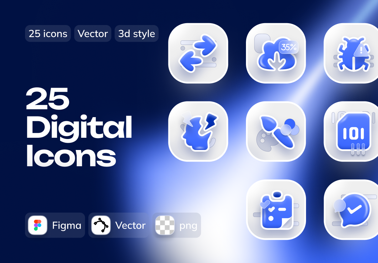 25款高级3D立体玻璃形态图标Icons设计figma/png格式素材 Lumio — 25 Digital
Icons: 3D Glass Style特色图 25款高级3D立体玻璃形态图标Icons设计figma/png格式素材 Lumio — 25 Digital
Icons: 3D Glass Style