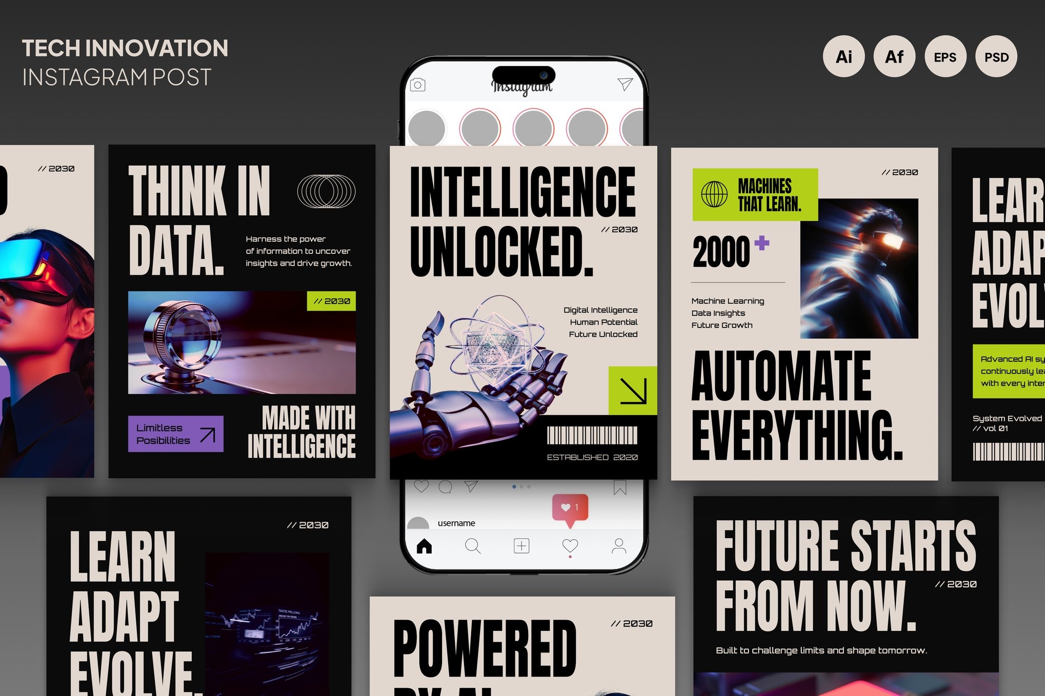 现代时尚ins风品牌营销推广公众号推文电商海报设计psd/ai模版 Tech Innovation Social Media Instagram Post特色图 现代时尚ins风品牌营销推广公众号推文电商海报设计psd/ai模版 Tech Innovation Social Media Instagram Post