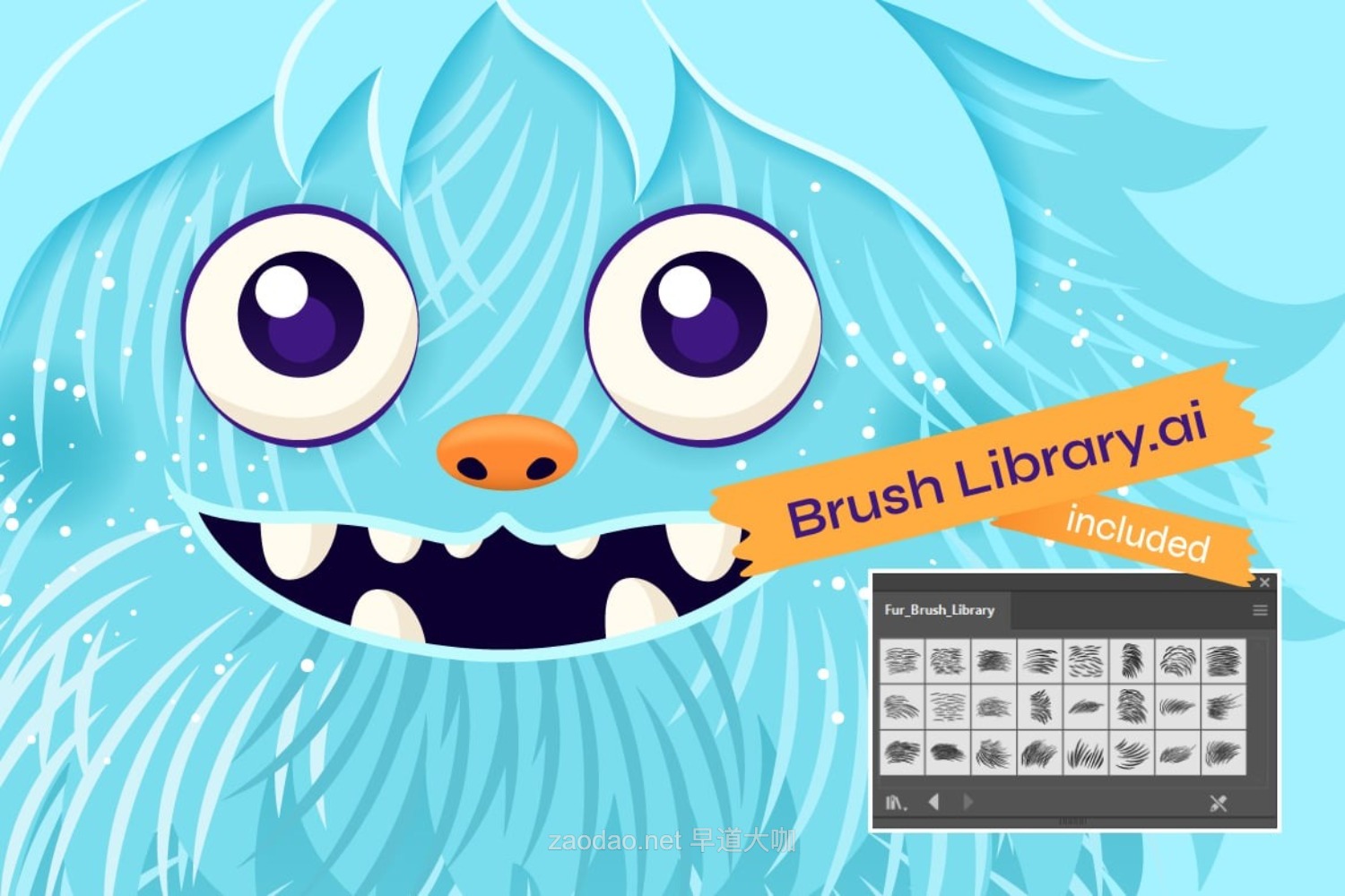 24款卡通动物皮毛毛发纹理设计AI矢量笔刷 24 Fur Illustrator Brushes插图1 24款卡通动物皮毛毛发纹理设计AI矢量笔刷 24 Fur Illustrator Brushes插图1