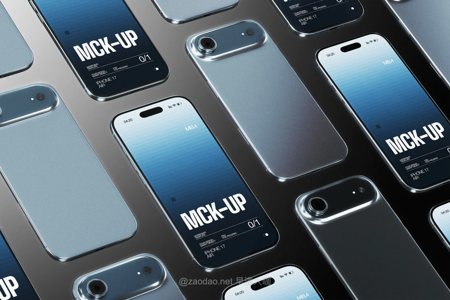 5款苹果iPhone 17 Air手机UI作品集贴图psd样机模板 iPhone Mockup 17 Air插图2 5款苹果iPhone 17 Air手机UI作品集贴图psd样机模板 iPhone Mockup 17 Air插图2