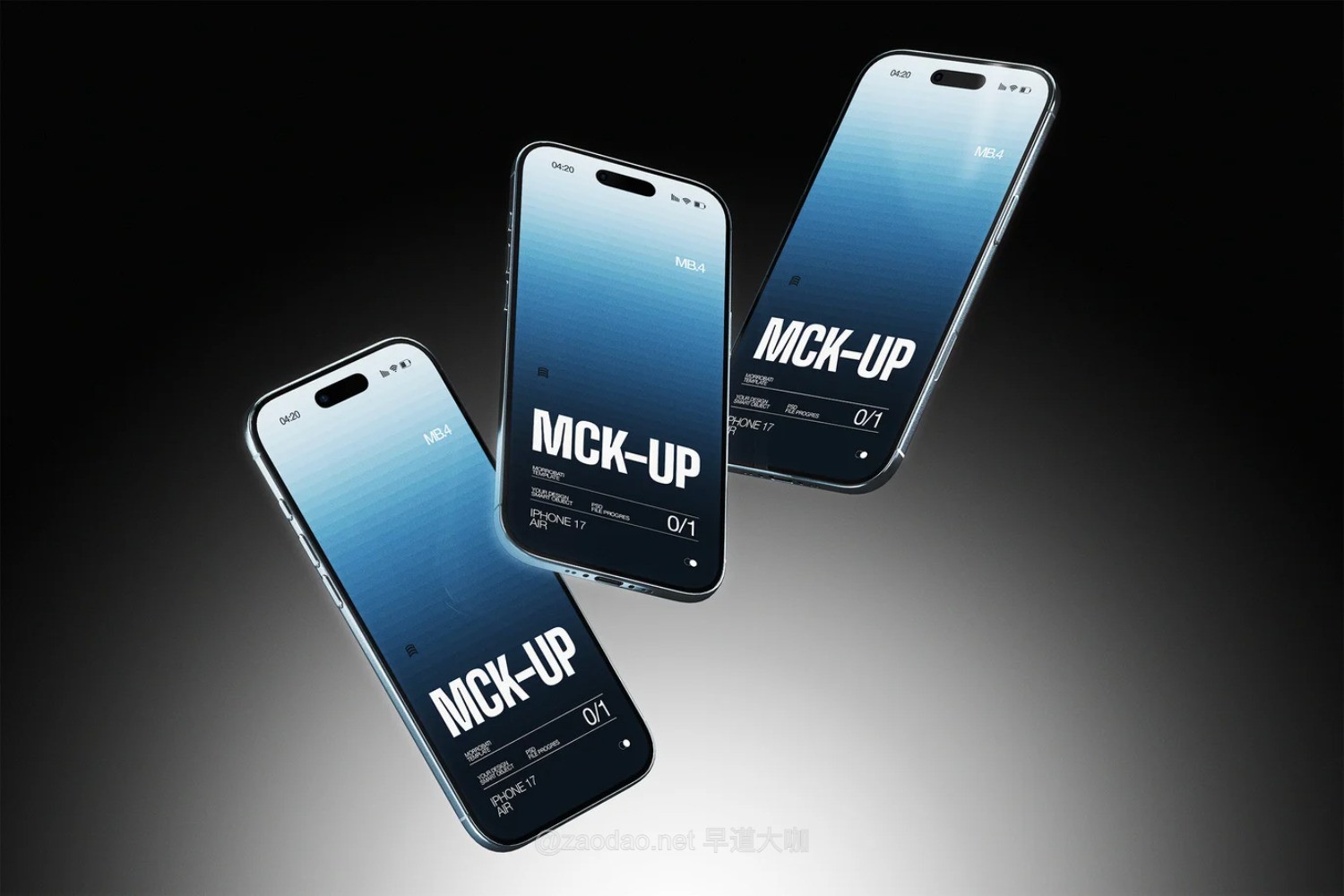 5款苹果iPhone 17 Air手机UI作品集贴图psd样机模板 iPhone Mockup 17 Air插图1 5款苹果iPhone 17 Air手机UI作品集贴图psd样机模板 iPhone Mockup 17 Air插图1