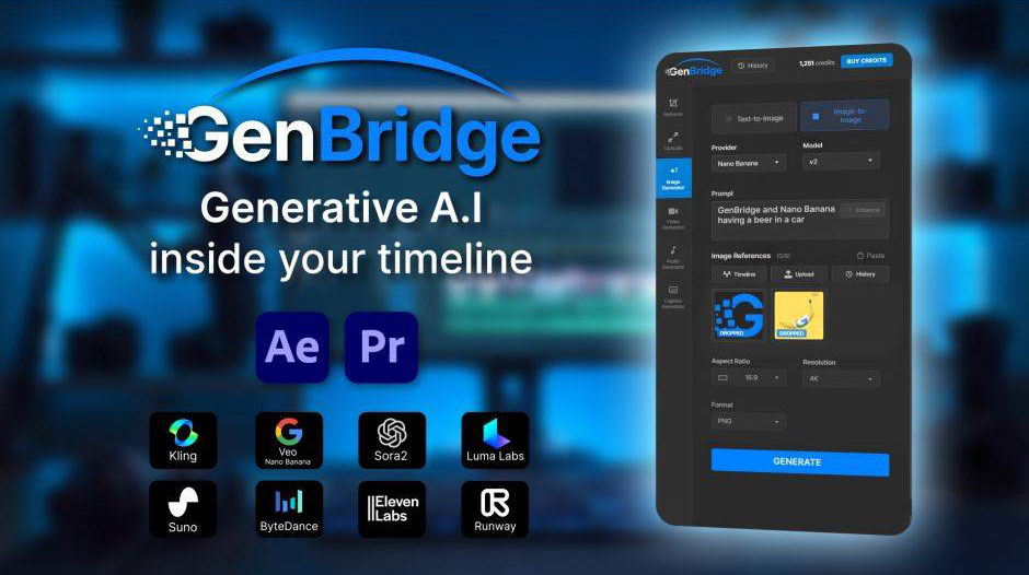 AE/PR插件 AI智能时间轴片段视频生成器工具 Aescripts – GenBridge v0.0.16特色图 AE/PR插件 AI智能时间轴片段视频生成器工具 Aescripts – GenBridge v0.0.16