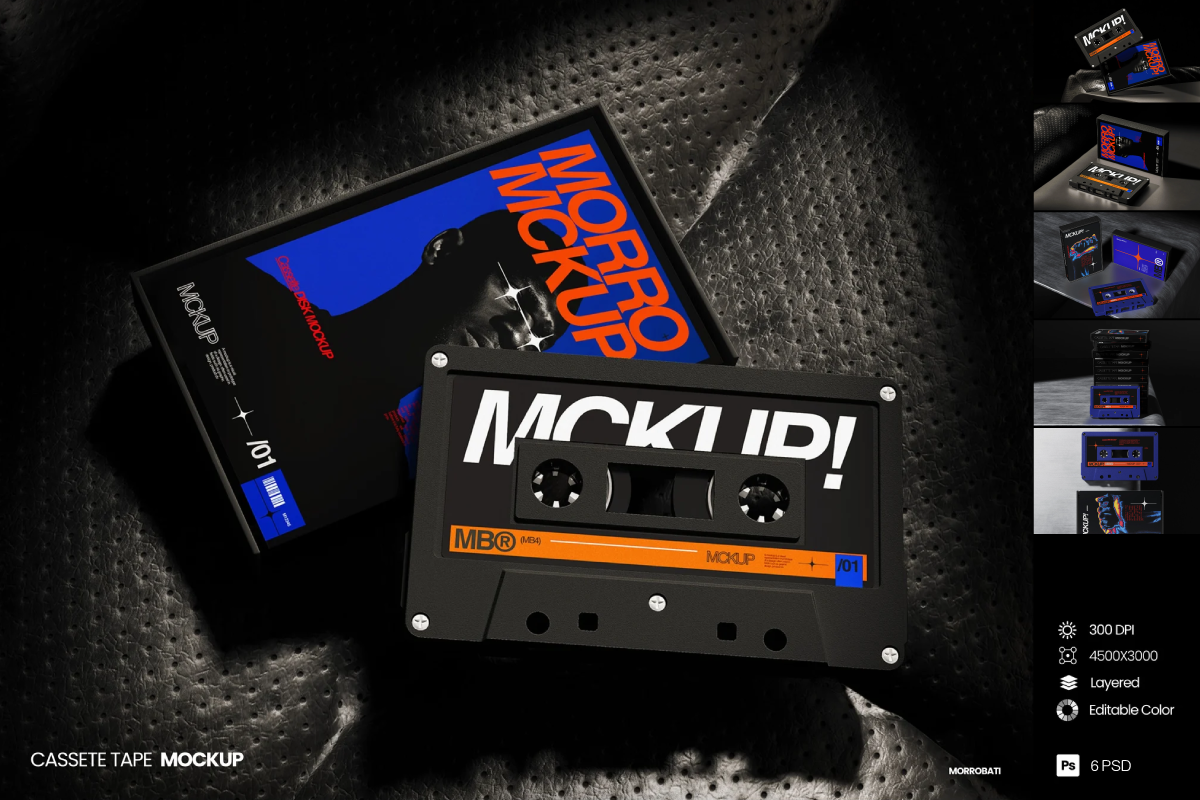 6款音乐专辑封面磁带卡带包装盒设计ps贴图效果Mockup样机模板素材 Cassette Tape Mockup特色图 6款音乐专辑封面磁带卡带包装盒设计ps贴图效果Mockup样机模板素材 Cassette Tape Mockup