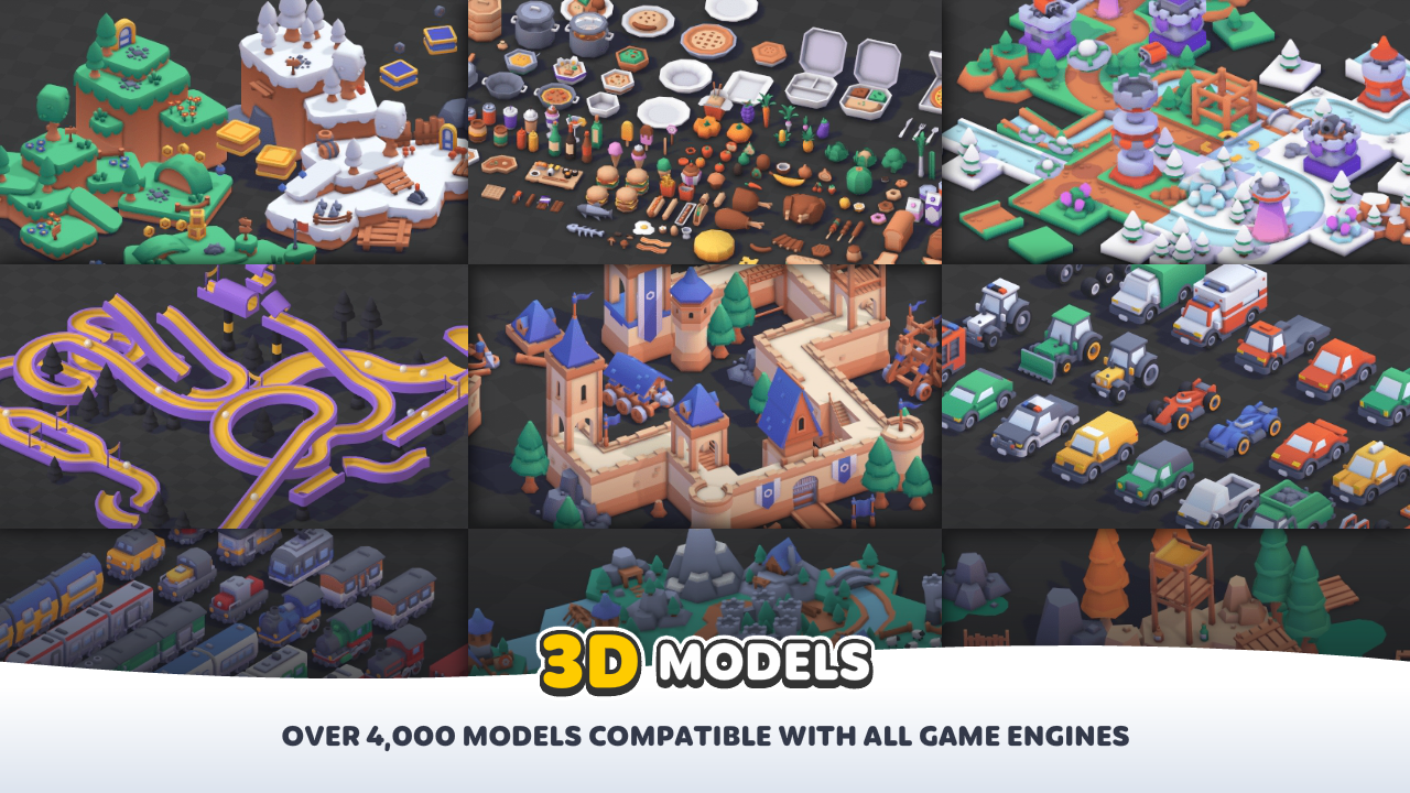 卡通游戏背景载具面板光标图标UI元素3D资产素材 Kenney – Game Assets All-in-1特色图 卡通游戏背景载具面板光标图标UI元素3D资产素材 Kenney – Game Assets All-in-1