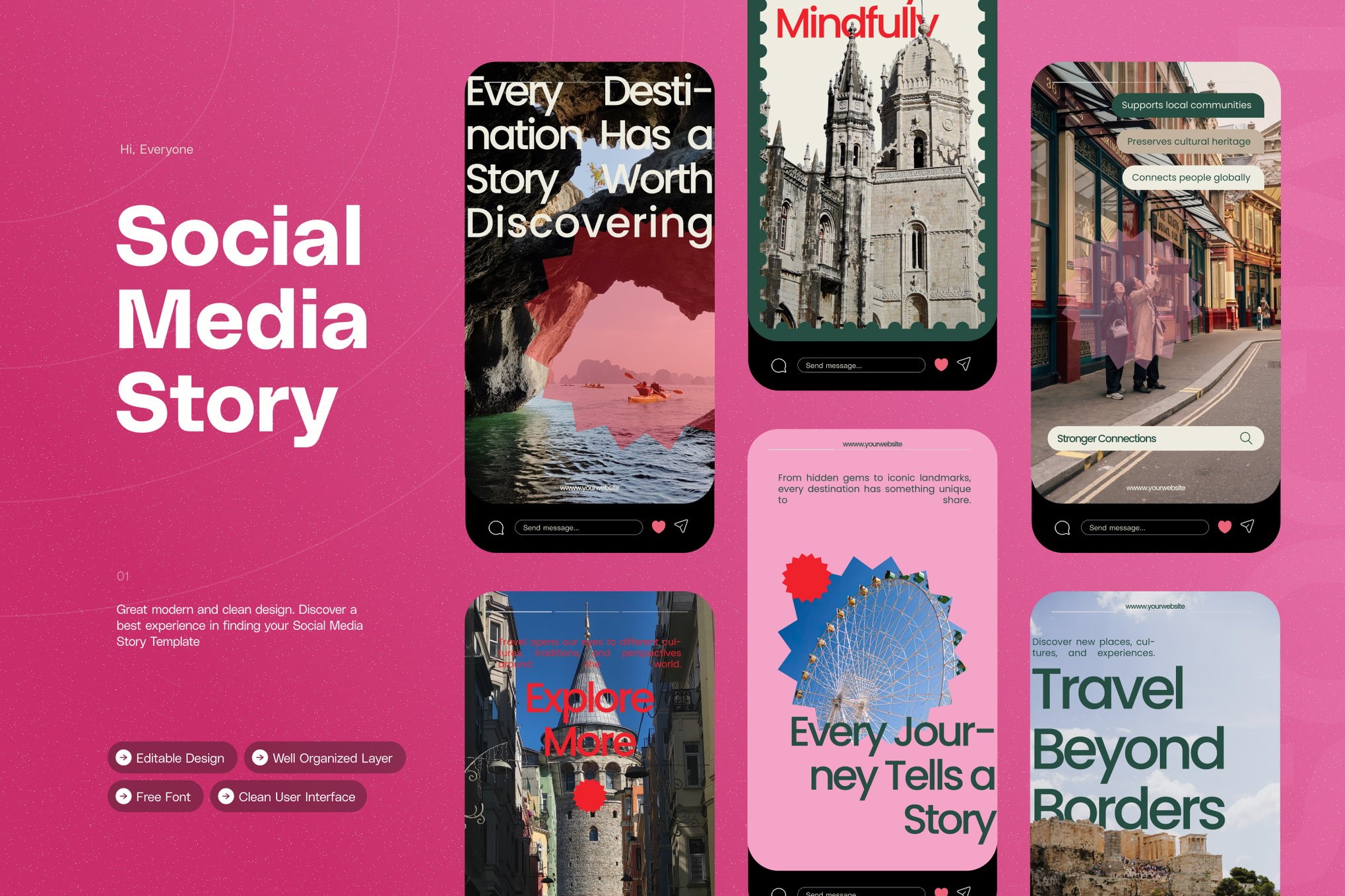 现代创意ins风品牌推广公众号推文电商海报设计ai/ps模版 Travel Beyond Borders – Instagram Story特色图 现代创意ins风品牌推广公众号推文电商海报设计ai/ps模版 Travel Beyond Borders – Instagram Story