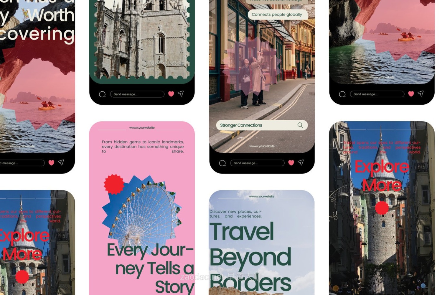 现代创意ins风品牌推广公众号推文电商海报设计ai/ps模版 Travel Beyond Borders – Instagram Story插图2 现代创意ins风品牌推广公众号推文电商海报设计ai/ps模版 Travel Beyond Borders – Instagram Story插图2