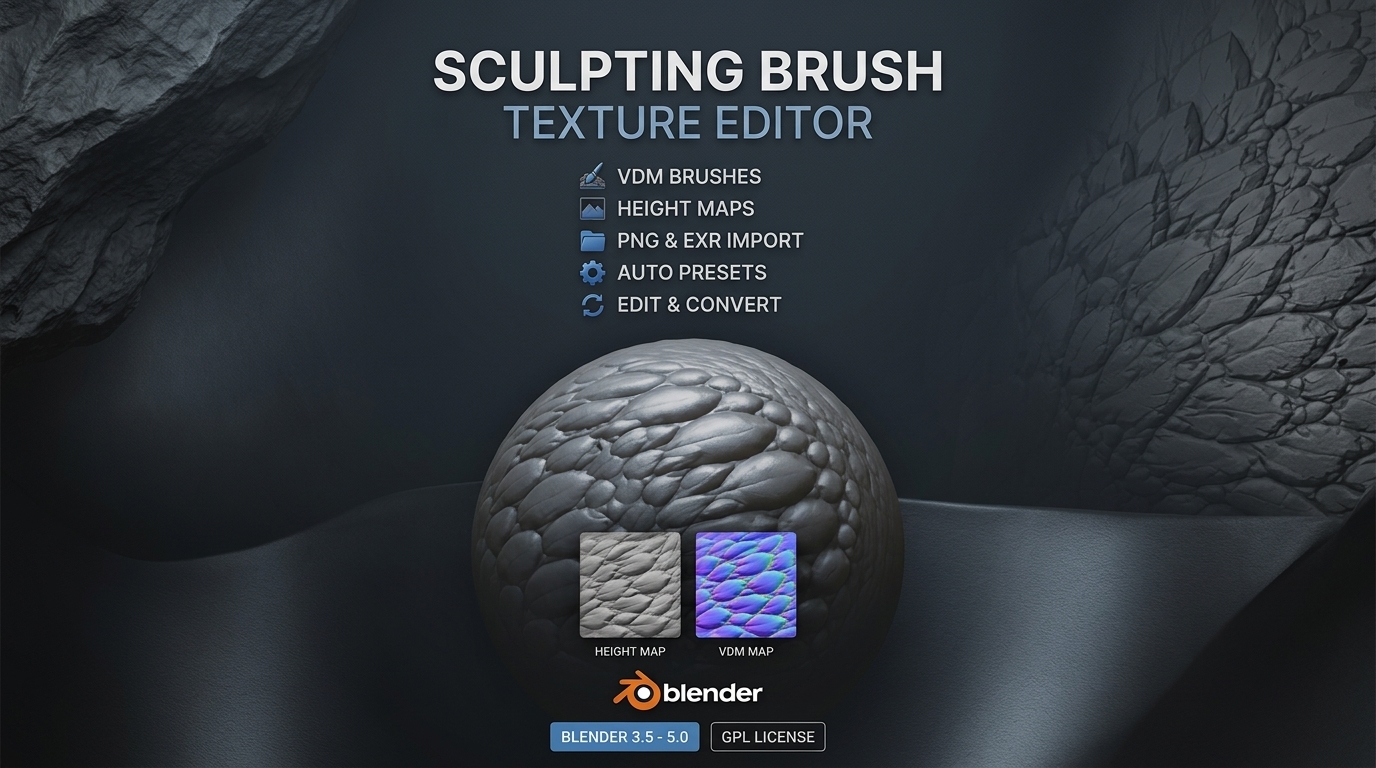 Blender模型建模雕刻纹理笔刷编辑器插件 Sculpting Brush Texture Editor v1.1.9 for Blender插图 Blender模型建模雕刻纹理笔刷编辑器插件 Sculpting Brush Texture Editor v1.1.9 for Blender插图