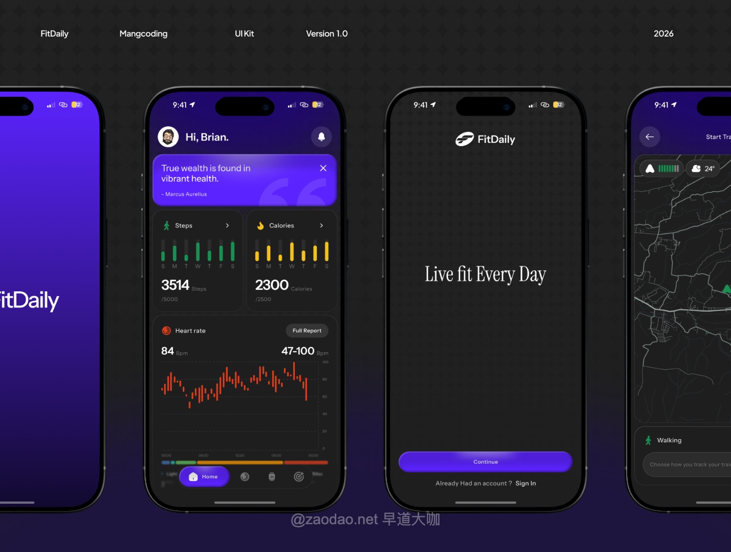 50+屏健身健康数据统计跟踪仪表盘app应用ui界面设计figma模板 FitDaily – Health Monitoring app插图6 50+屏健身健康数据统计跟踪仪表盘app应用ui界面设计figma模板 FitDaily – Health Monitoring app插图6