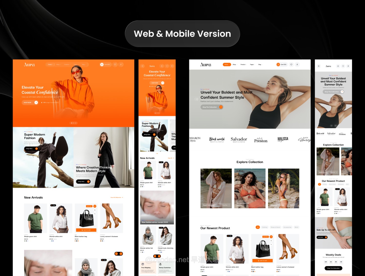 35+屏高级服装电子产品潮牌电子商务网站ui界面设计figma模板套件 Aura – eCommerce Web UI Kit插图2 35+屏高级服装电子产品潮牌电子商务网站ui界面设计figma模板套件 Aura – eCommerce Web UI Kit插图2