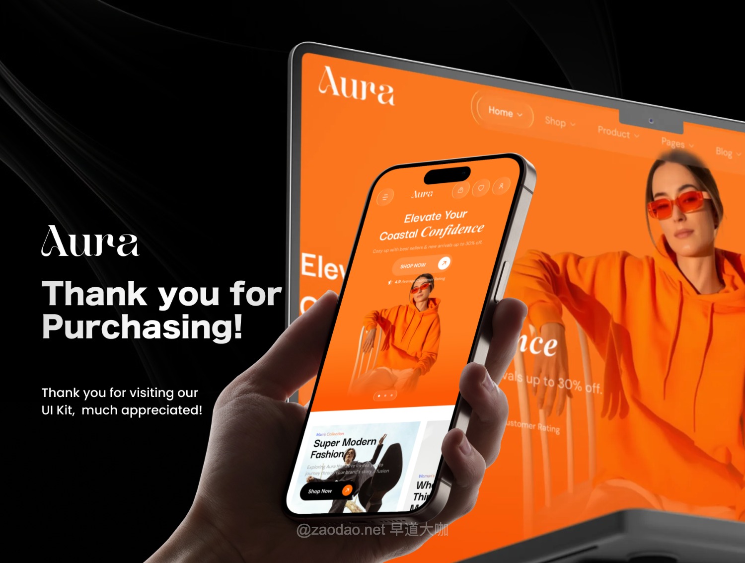 35+屏高级服装电子产品潮牌电子商务网站ui界面设计figma模板套件 Aura – eCommerce Web UI Kit插图1 35+屏高级服装电子产品潮牌电子商务网站ui界面设计figma模板套件 Aura – eCommerce Web UI Kit插图1