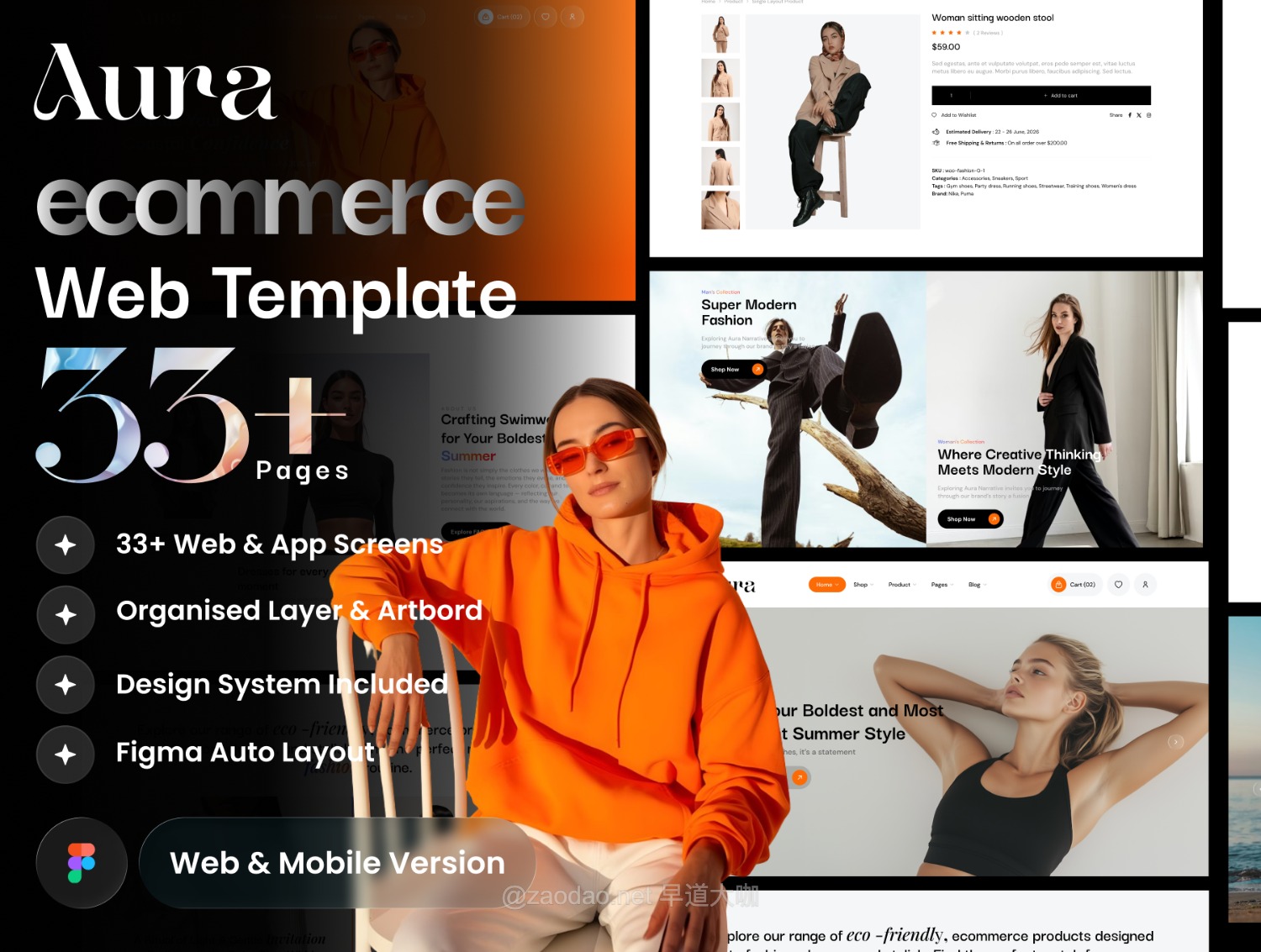 35+屏高级服装电子产品潮牌电子商务网站ui界面设计figma模板套件 Aura – eCommerce Web UI Kit特色图 35+屏高级服装电子产品潮牌电子商务网站ui界面设计figma模板套件 Aura – eCommerce Web UI Kit