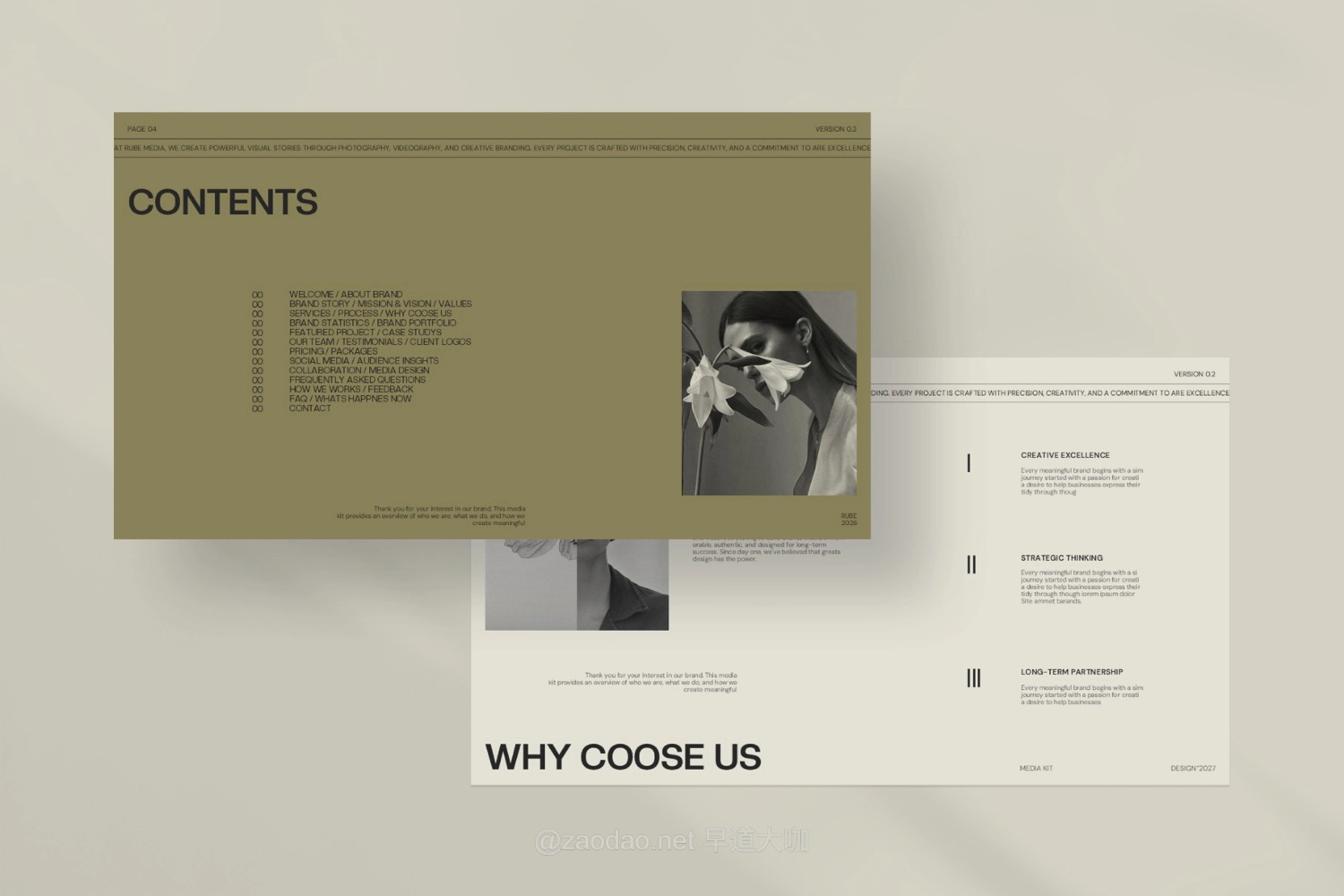 24页高雅服装潮牌个人作品集简历图文排版设计ppt/keynote模板 RUBE — Brand Portfolio & Media Kit Template插图2 24页高雅服装潮牌个人作品集简历图文排版设计ppt/keynote模板 RUBE — Brand Portfolio & Media Kit Template插图2