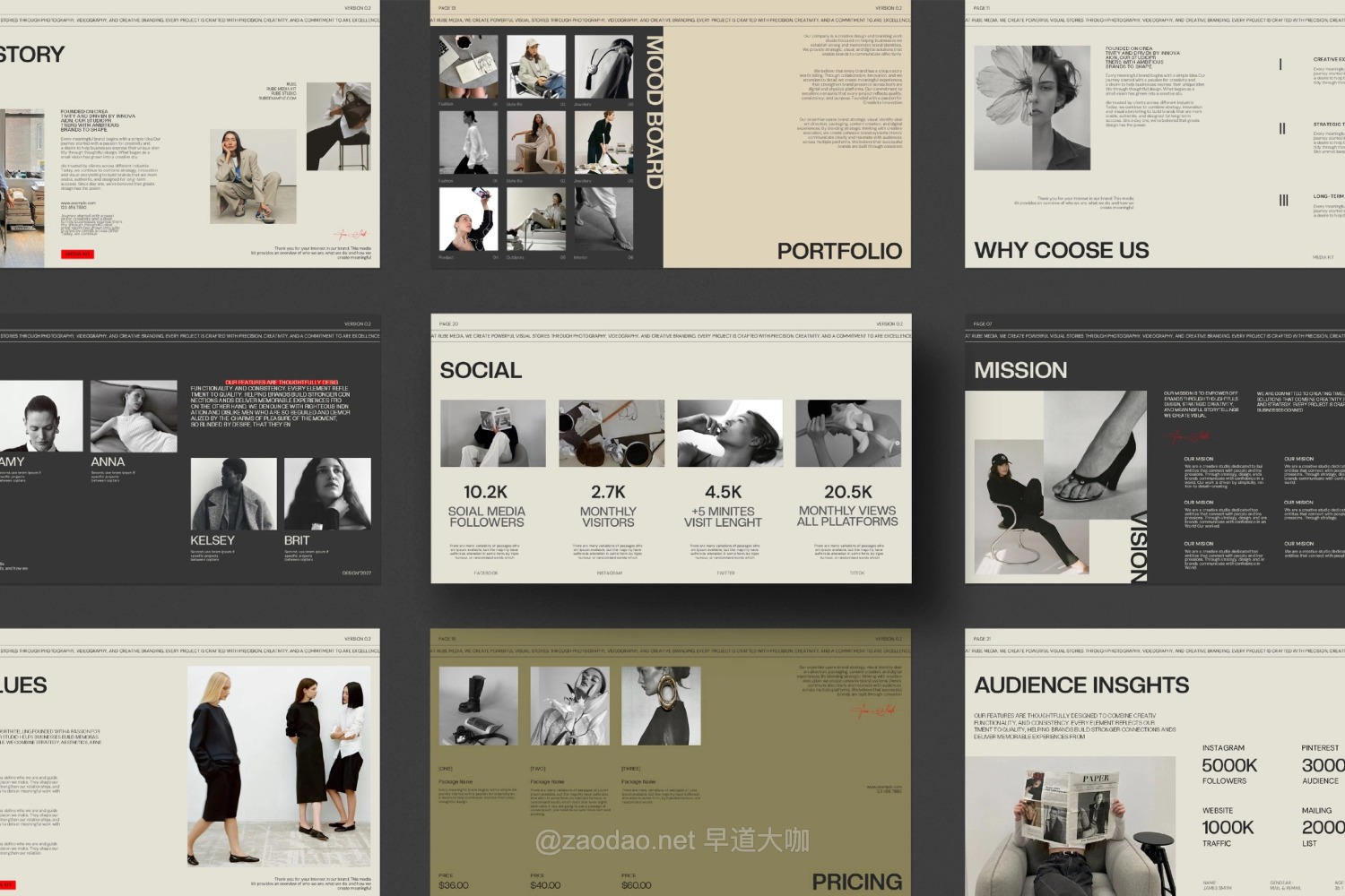 24页高雅服装潮牌个人作品集简历图文排版设计ppt/keynote模板 RUBE — Brand Portfolio & Media Kit Template插图3 24页高雅服装潮牌个人作品集简历图文排版设计ppt/keynote模板 RUBE — Brand Portfolio & Media Kit Template插图3