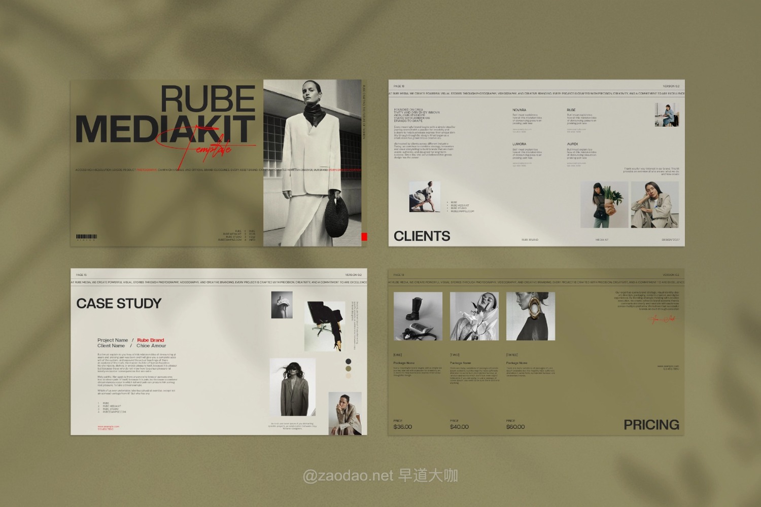 24页高雅服装潮牌个人作品集简历图文排版设计ppt/keynote模板 RUBE — Brand Portfolio & Media Kit Template插图6 24页高雅服装潮牌个人作品集简历图文排版设计ppt/keynote模板 RUBE — Brand Portfolio & Media Kit Template插图6