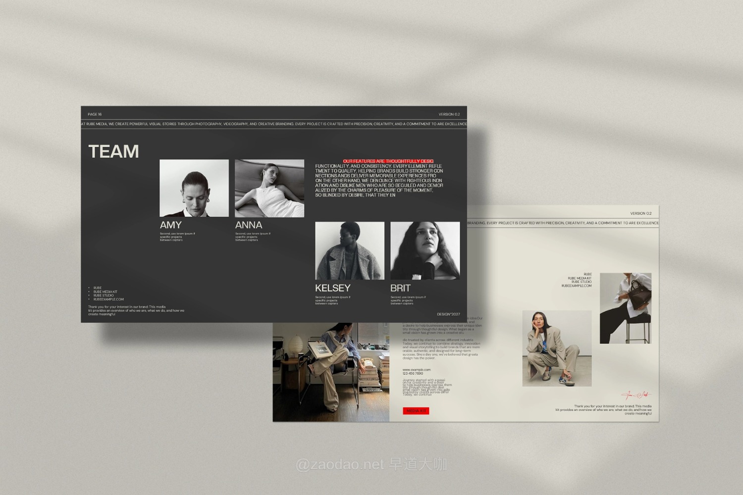 24页高雅服装潮牌个人作品集简历图文排版设计ppt/keynote模板 RUBE — Brand Portfolio & Media Kit Template插图8 24页高雅服装潮牌个人作品集简历图文排版设计ppt/keynote模板 RUBE — Brand Portfolio & Media Kit Template插图8