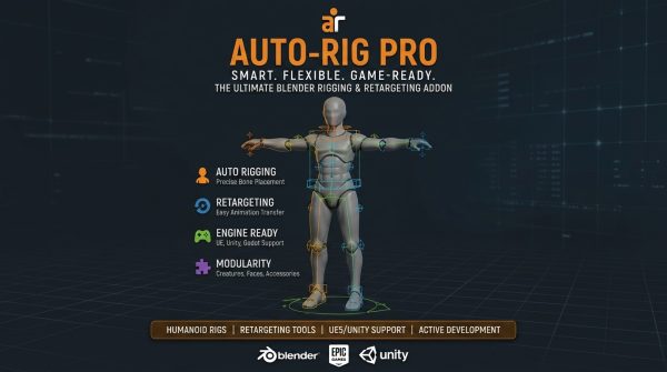 Blender自动化角色骨骼绑定动画插件 Auto-Rig Pro (Full) v3.78.28 + AI v1.20 (Win/Mac/Lnx)特色图 Blender自动化角色骨骼绑定动画插件 Auto-Rig Pro (Full) v3.78.28 + AI v1.20 (Win/Mac/Lnx)