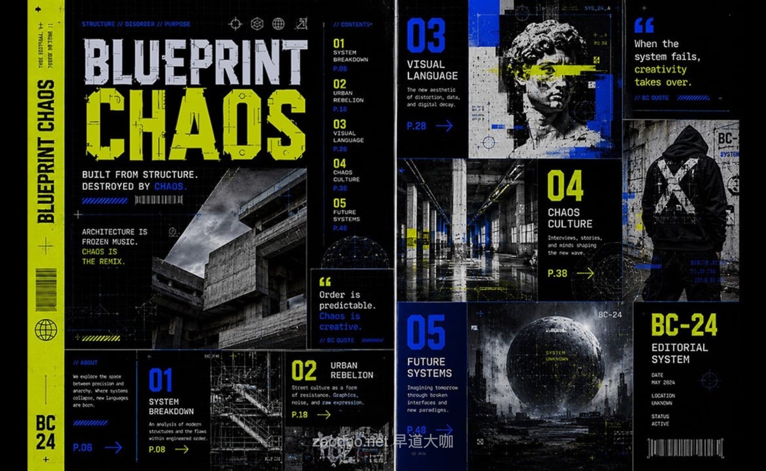 潮流做旧工业品牌海报包装机械logo设计装饰英文字体安装包 Blueprint Chaos插图6 潮流做旧工业品牌海报包装机械logo设计装饰英文字体安装包 Blueprint Chaos插图6
