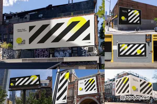 10款城市楼梯墙面巨幅广告牌海报画面设计展示效果图psd样机模板 HAZARD MOCKUPS – Banner Bundle P1