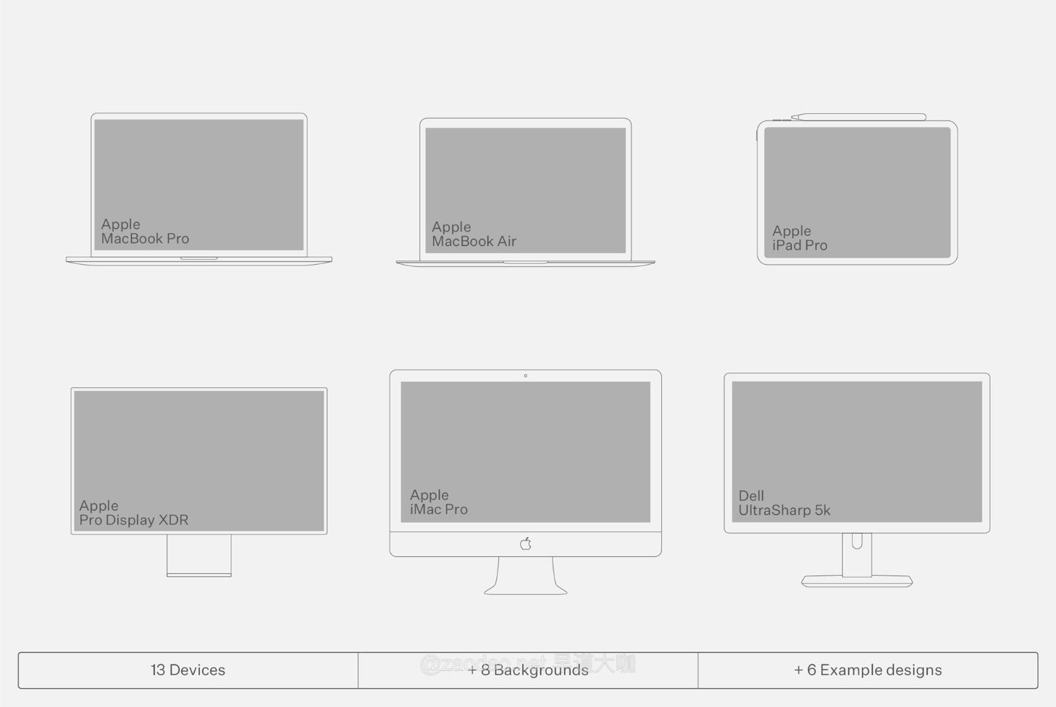 13款时尚苹果iPad平板MacBook电脑iPhone手机iWatch手表线稿图样机 Orbyt Studio – Outlined Tech插图6 13款时尚苹果iPad平板MacBook电脑iPhone手机iWatch手表线稿图样机 Orbyt Studio – Outlined Tech插图6