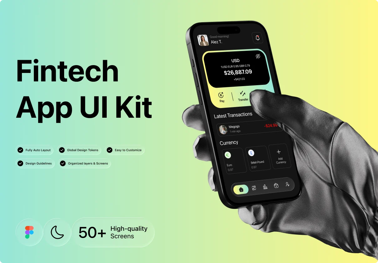 50+屏暗色数字银行财务管理理财app应用ui界面设计figma模板套件 Fintech Banking App UI Kit特色图 50+屏暗色数字银行财务管理理财app应用ui界面设计figma模板套件 Fintech Banking App UI Kit