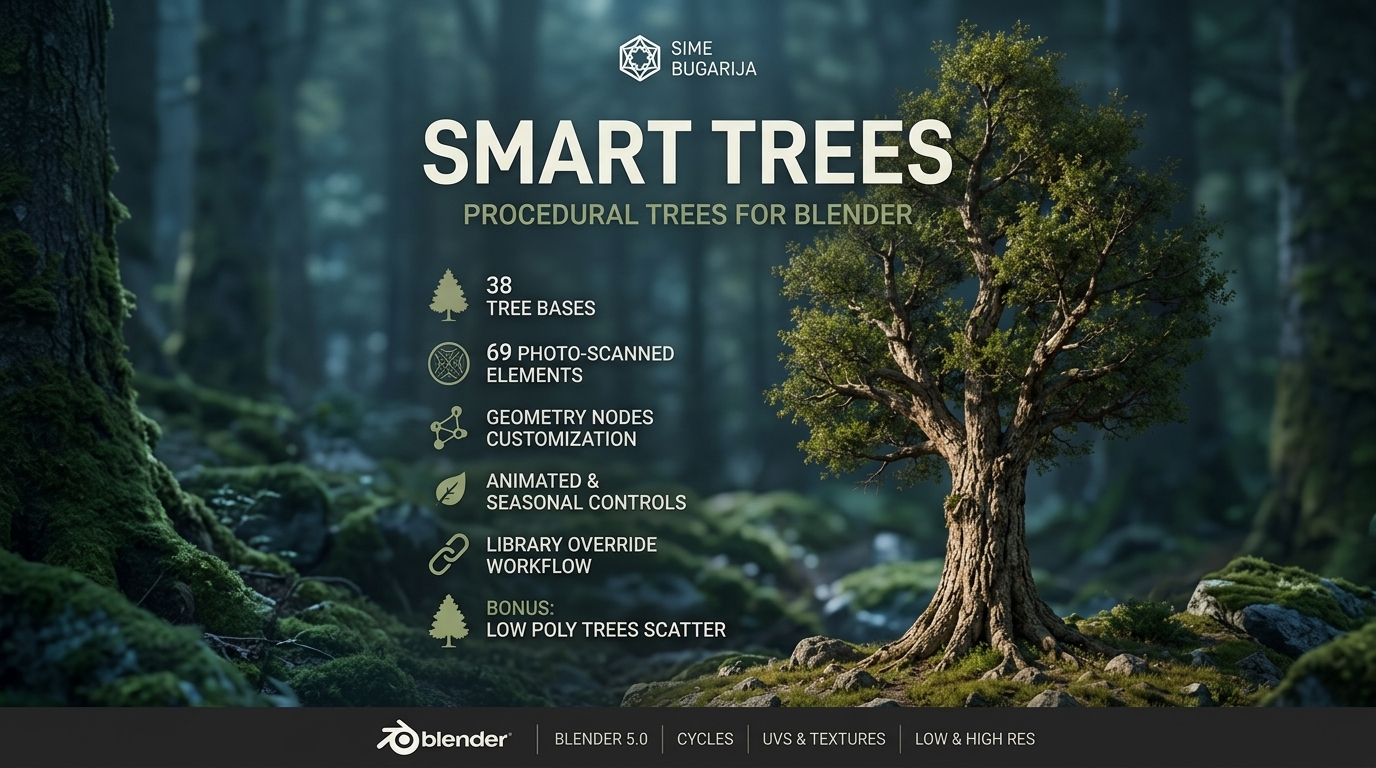 Blender近距离森林树木3D模型资产素材 Smart Trees – Super Close-Up Trees v1.2 for Blender插图 Blender近距离森林树木3D模型资产素材 Smart Trees – Super Close-Up Trees v1.2 for Blender插图