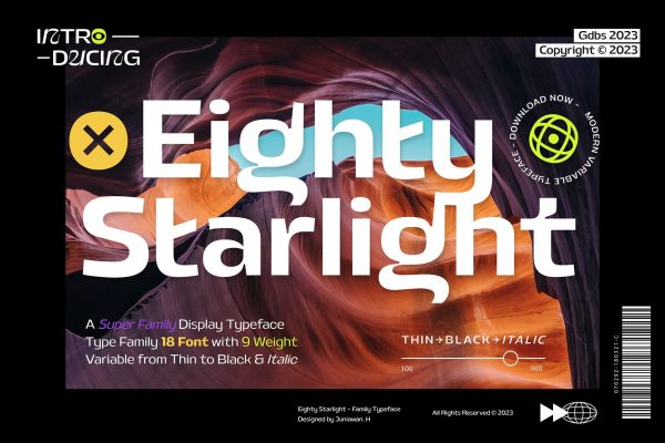 潮流未来主义风格杂志海报徽标设计无衬线英文字体安装包 Eighty Starlight Salt特色图 潮流未来主义风格杂志海报徽标设计无衬线英文字体安装包 Eighty Starlight Salt