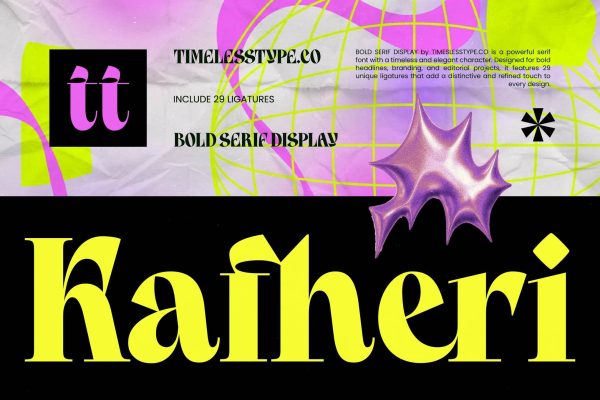 现代优雅杂志海报徽标设计衬线英文字体安装包 Kafheri – Bold Tall Serif