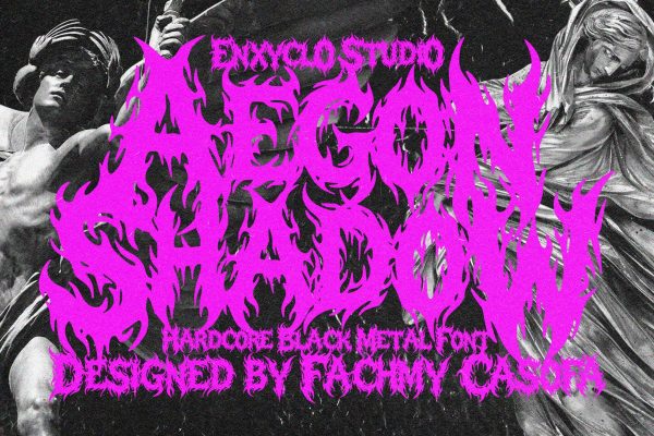 现代重金属地狱美学音乐品牌海报标志设计装饰英文字体安装包 Black Metal Font — Aegon Shadow