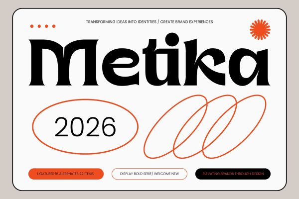 时尚优雅品牌杂志包装设计衬线英文字体安装包 Metika – Display Bold Serif特色图 时尚优雅品牌杂志包装设计衬线英文字体安装包 Metika – Display Bold Serif