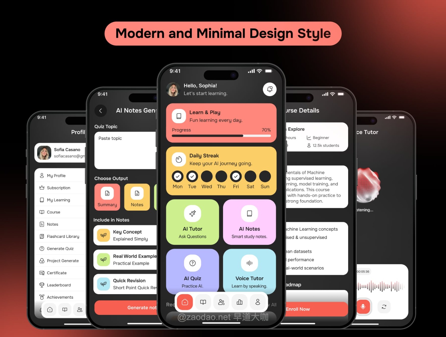 55+屏高端AI智能在线学习教育辅导课程app应用ui界面设计figma模板 AISkillora – Learning Platform & Tutor App UI Kit插图2 55+屏高端AI智能在线学习教育辅导课程app应用ui界面设计figma模板 AISkillora – Learning Platform & Tutor App UI Kit插图2