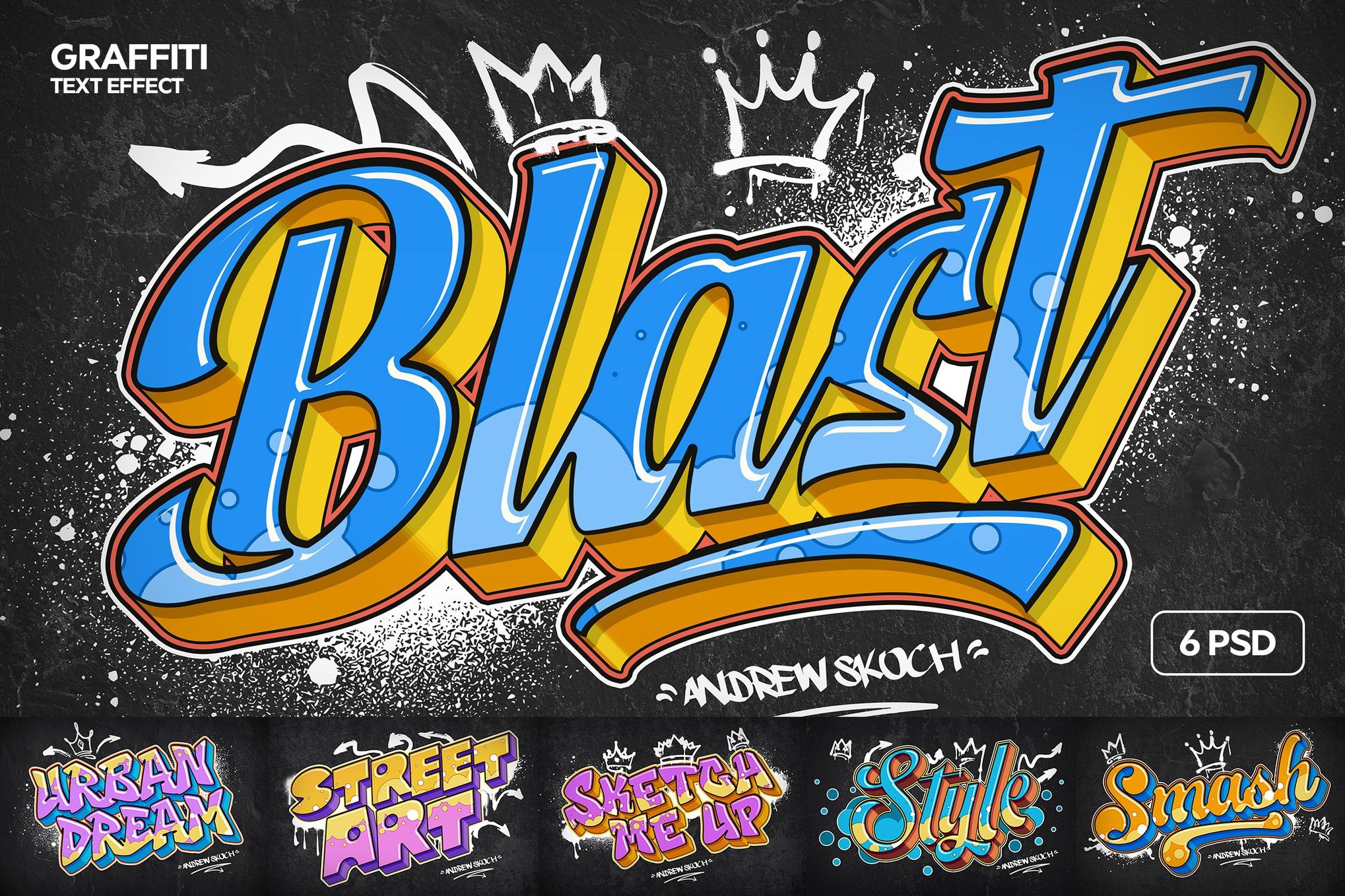 时尚街头涂鸦渐变音乐海报专辑封面3D字体特效ps样机 Graffiti Text Effects插图 时尚街头涂鸦渐变音乐海报专辑封面3D字体特效ps样机 Graffiti Text Effects插图