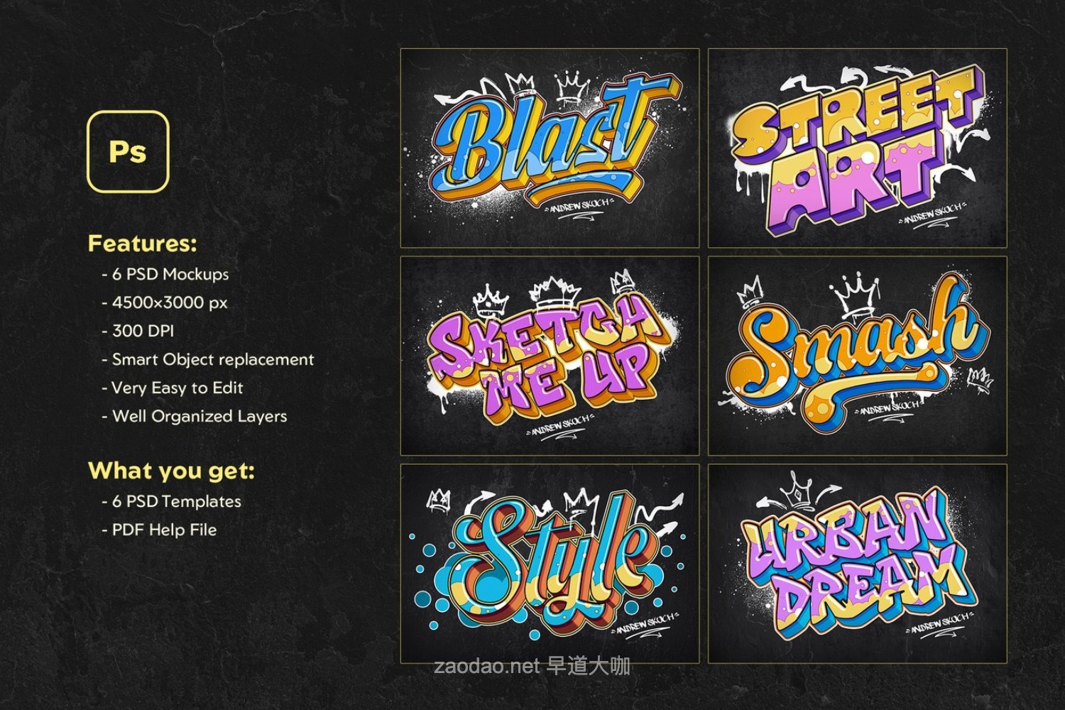 时尚街头涂鸦渐变音乐海报专辑封面3D字体特效ps样机 Graffiti Text Effects插图6 时尚街头涂鸦渐变音乐海报专辑封面3D字体特效ps样机 Graffiti Text Effects插图6