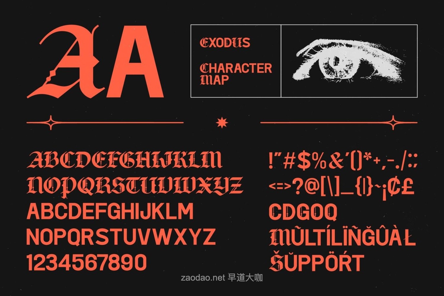 现代哥特式品牌海报徽标设计装饰英文字体安装包 Exodus – Blackletter Display Font插图2 现代哥特式品牌海报徽标设计装饰英文字体安装包 Exodus – Blackletter Display Font插图2