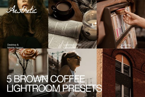 复古美学棕色系咖啡厅电影肖像摄影照片调色Lightroom预设 Brown Coffee Lightroom Presets