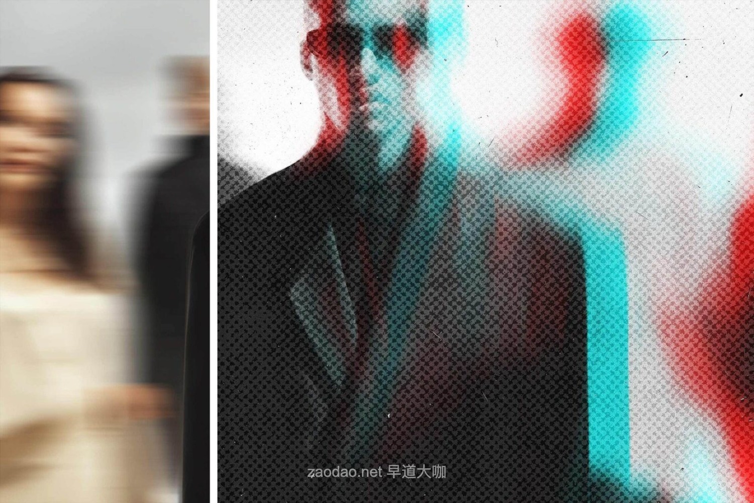 复古半调燥点划痕照片效果ps特效滤镜样机 Color Glitch Photo Effect插图1 复古半调燥点划痕照片效果ps特效滤镜样机 Color Glitch Photo Effect插图1