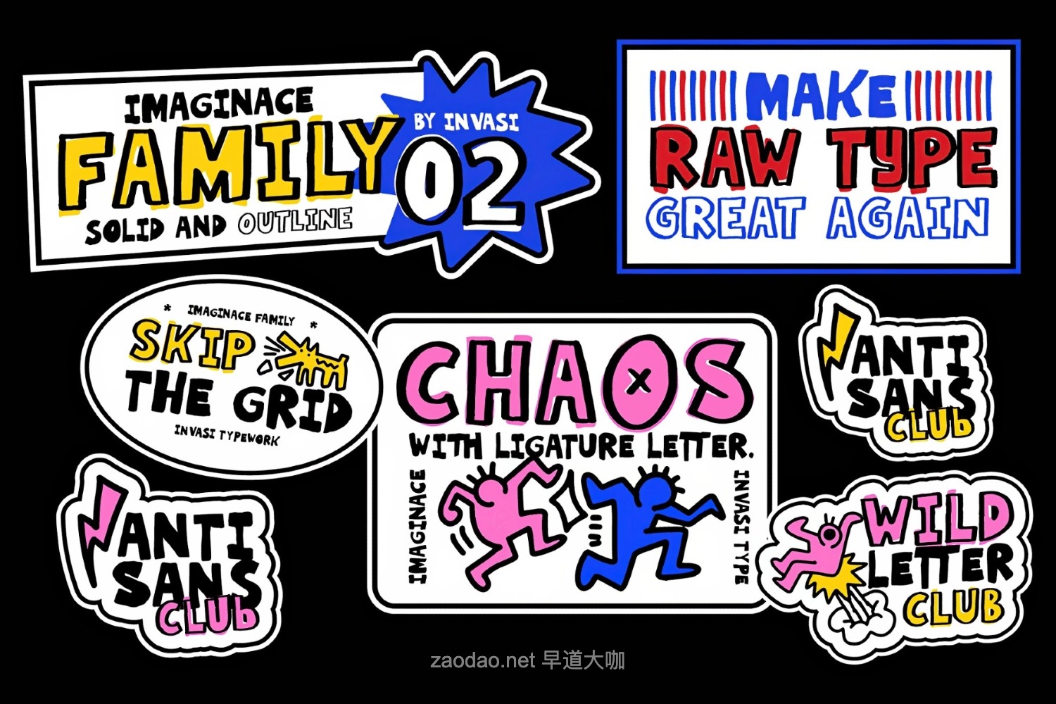 动漫卡通手绘品牌海报徽标设计装饰英文字体安装包 Imaginice – Raw Playful Family Font插图2 动漫卡通手绘品牌海报徽标设计装饰英文字体安装包 Imaginice – Raw Playful Family Font插图2