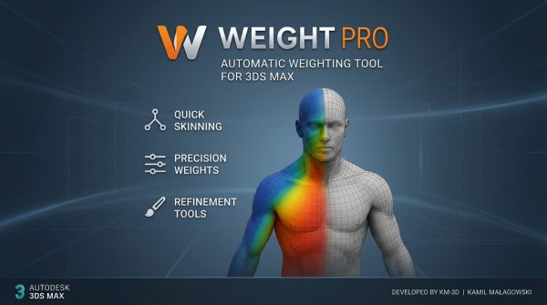3ds Max插件 角色皮肤磨皮平滑权重修改器 WeightPro 2 v2.01 for 3ds Max 2015-2027特色图 3ds Max插件 角色皮肤磨皮平滑权重修改器 WeightPro 2 v2.01 for 3ds Max 2015-2027