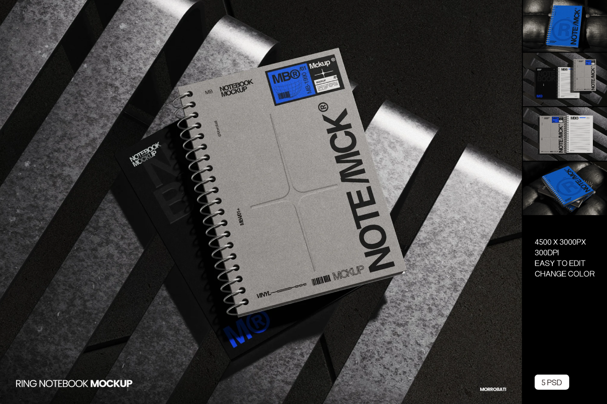 6款高级质感螺旋办公硬皮笔记本记事本设计ps贴图样机模板 Ring Notebook Mockup插图 6款高级质感螺旋办公硬皮笔记本记事本设计ps贴图样机模板 Ring Notebook Mockup插图