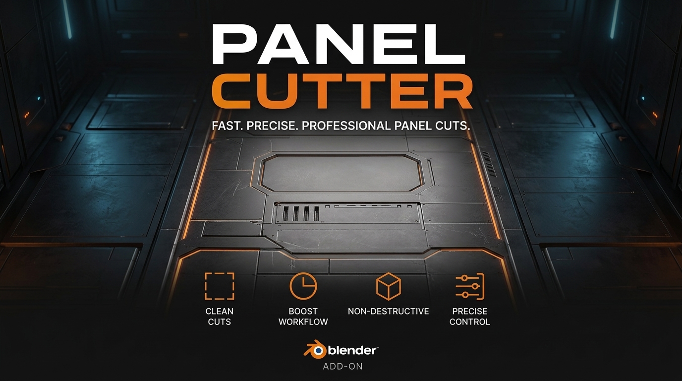 Blender科幻硬表面建模面板切割插件 Panel Cutter v2.7.2插图 Blender科幻硬表面建模面板切割插件 Panel Cutter v2.7.2插图