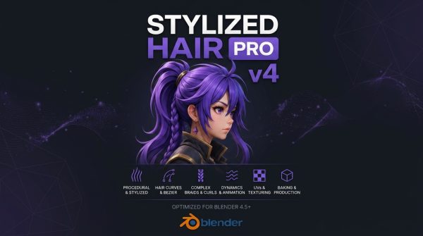 Blender插件 角色头发发型生成制作工具插件 Stylized Hair PRO v4.2.1 for Blender特色图 Blender插件 角色头发发型生成制作工具插件 Stylized Hair PRO v4.2.1 for Blender