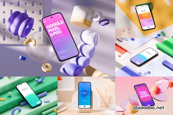 14款APP UI界面作品集设计展示谷歌Google Pixel 9 Pro手机贴图ps/figma样机模板 Wannathis – Google Pixel 9 Pro mockups
