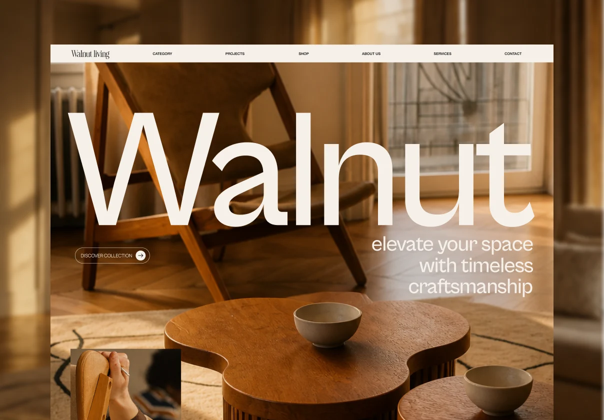 响应式高端木质家具室内饰品电子商城网站ui界面设计figma模板套件 Walnut Living – Furniture E-commerce Website UI Kit特色图 响应式高端木质家具室内饰品电子商城网站ui界面设计figma模板套件 Walnut Living – Furniture E-commerce Website UI Kit