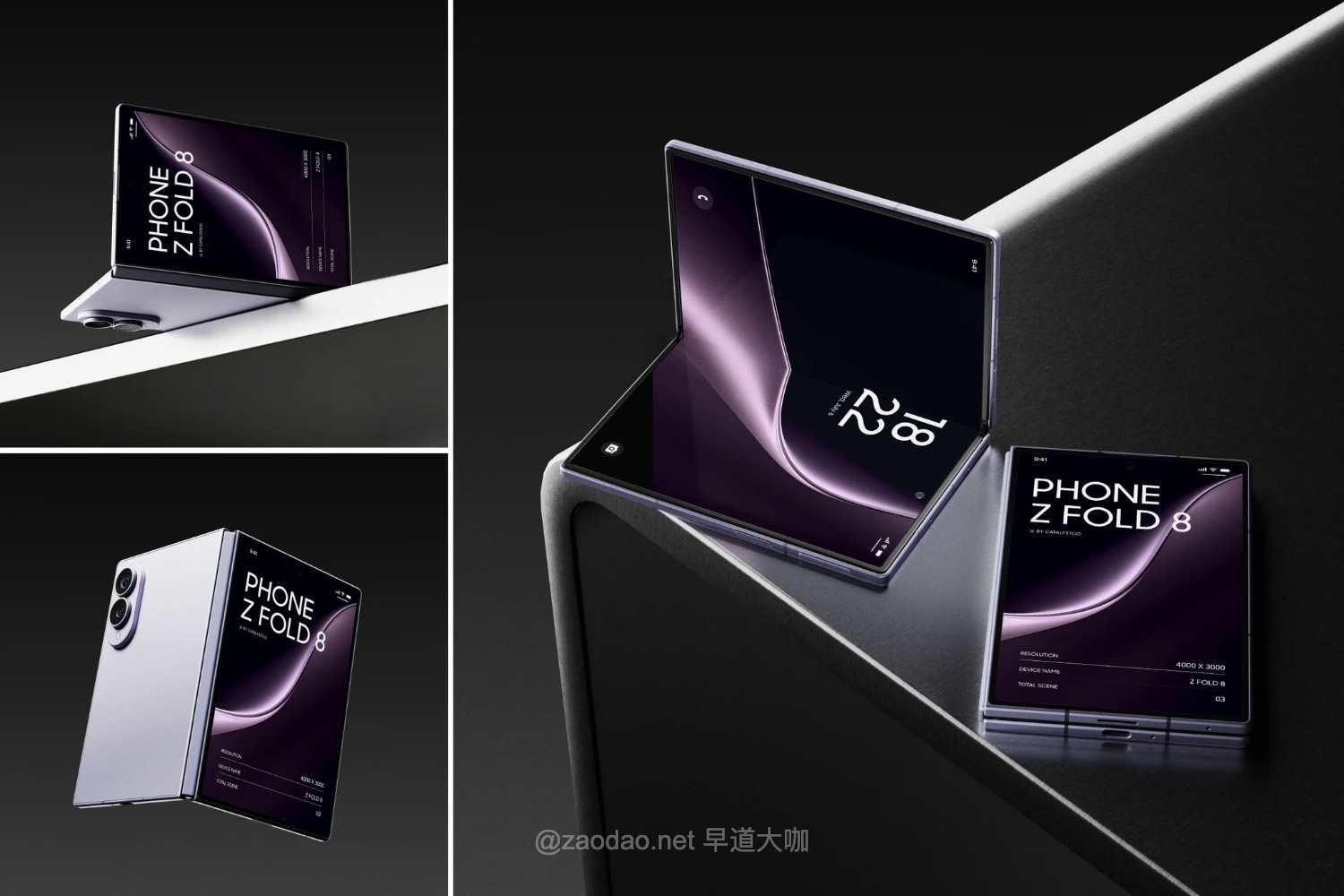 3款暗黑工业风UI/UX界面作品集设计三星Galaxy Z Fold 8折叠手机贴图psd样机模板 Samsung Galaxy Z Fold 8 Mockup特色图 3款暗黑工业风UI/UX界面作品集设计三星Galaxy Z Fold 8折叠手机贴图psd样机模板 Samsung Galaxy Z Fold 8 Mockup