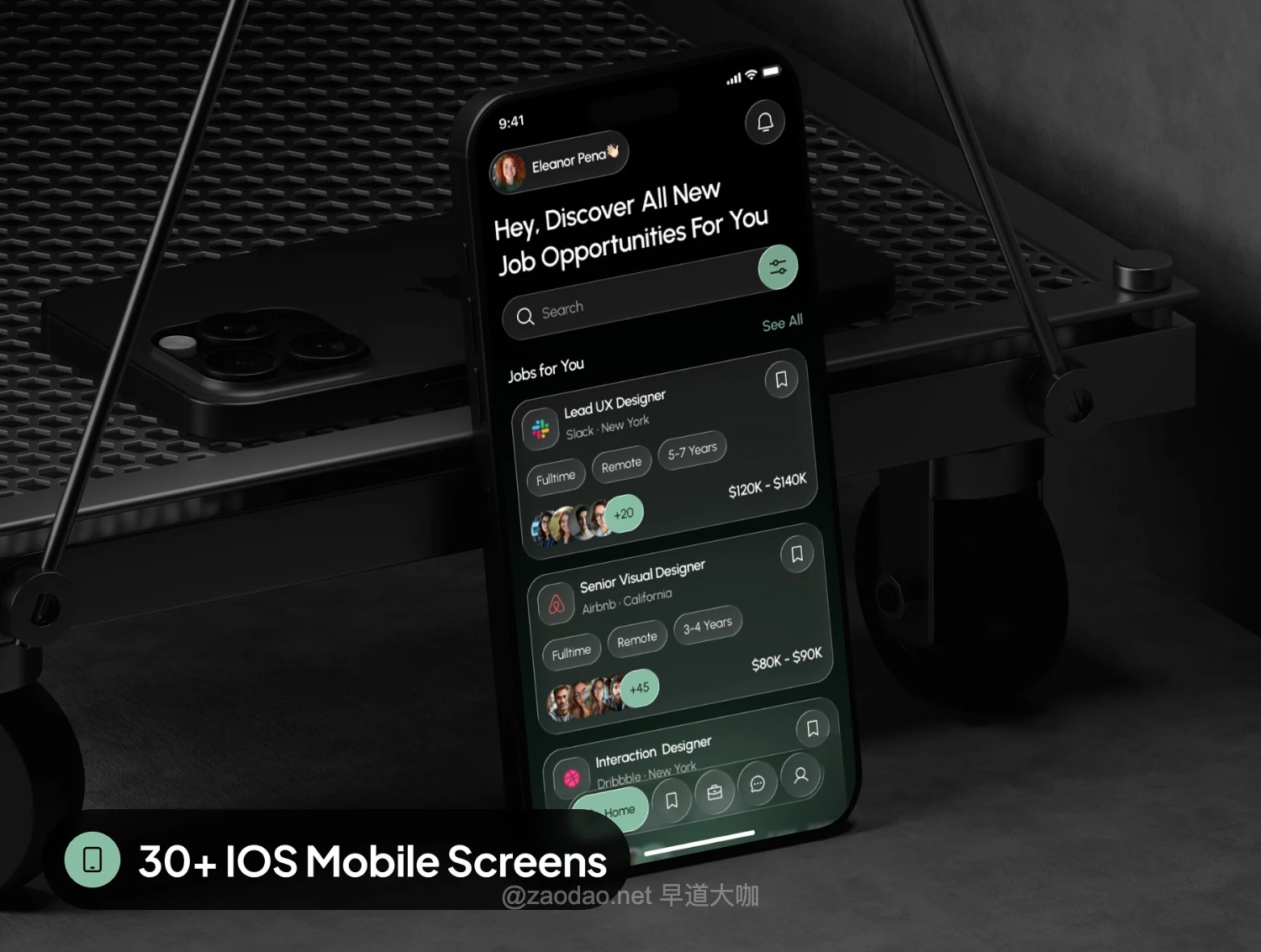 30+屏暗黑系求职找工作应聘app应用程序ui界面设计figma模板套件 aruok – Job Finder App UI Kit插图9 30+屏暗黑系求职找工作应聘app应用程序ui界面设计figma模板套件 aruok – Job Finder App UI Kit插图9