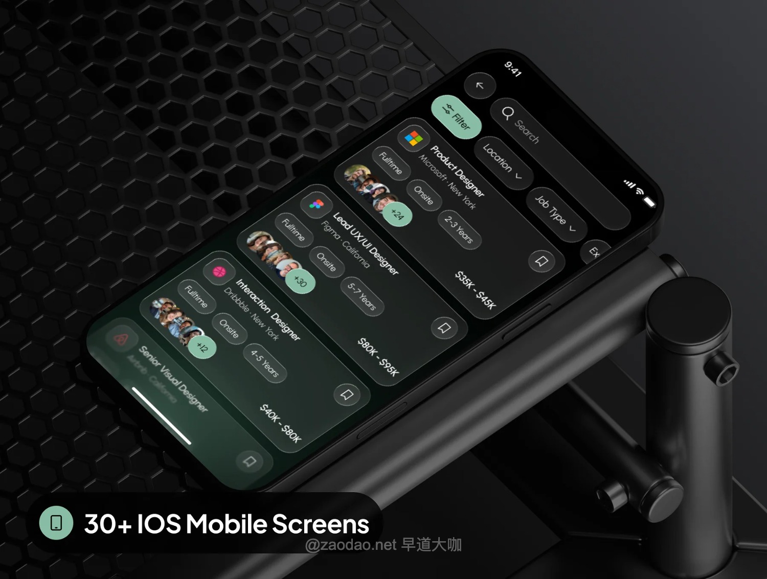 30+屏暗黑系求职找工作应聘app应用程序ui界面设计figma模板套件 aruok – Job Finder App UI Kit插图8 30+屏暗黑系求职找工作应聘app应用程序ui界面设计figma模板套件 aruok – Job Finder App UI Kit插图8