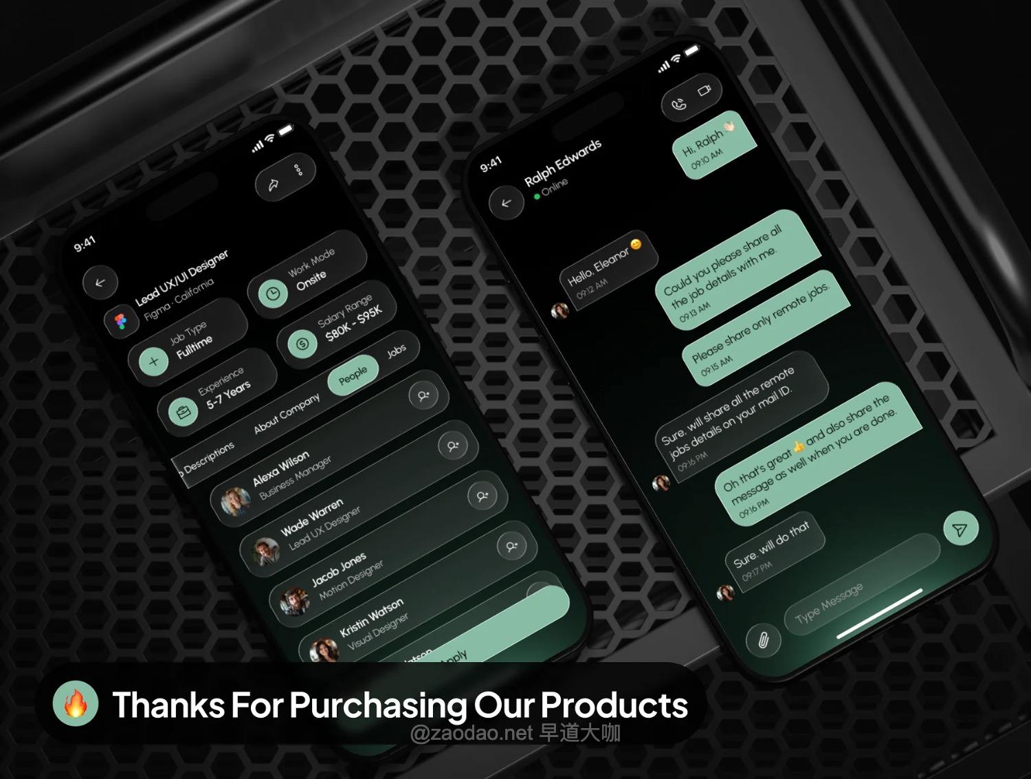 30+屏暗黑系求职找工作应聘app应用程序ui界面设计figma模板套件 aruok – Job Finder App UI Kit插图7 30+屏暗黑系求职找工作应聘app应用程序ui界面设计figma模板套件 aruok – Job Finder App UI Kit插图7