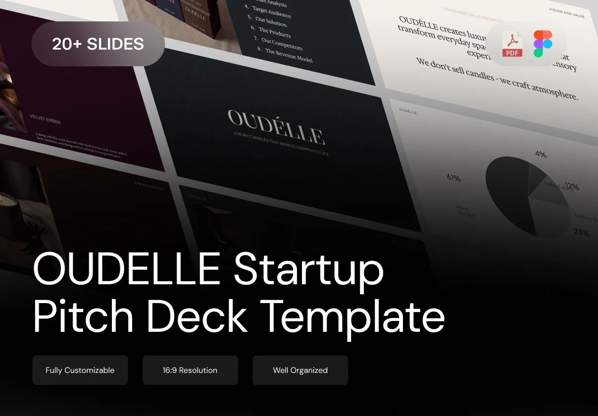 20+页极简企业产品宣传营销介绍幻灯片设计figma/ppt模板素材 OUDELLE Startup Pitch Deck Template特色图 20+页极简企业产品宣传营销介绍幻灯片设计figma/ppt模板素材 OUDELLE Startup Pitch Deck Template
