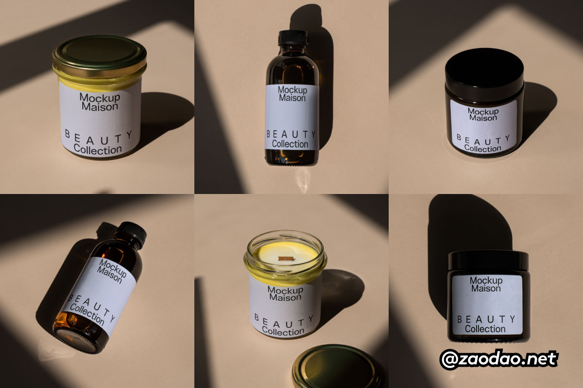 7款时尚蜡烛香薰化妆品包装瓶玻璃瓶设计展示效果图psd样机模板 Mockup.Maison – Beauty Collection P2特色图 7款时尚蜡烛香薰化妆品包装瓶玻璃瓶设计展示效果图psd样机模板 Mockup.Maison – Beauty Collection P2