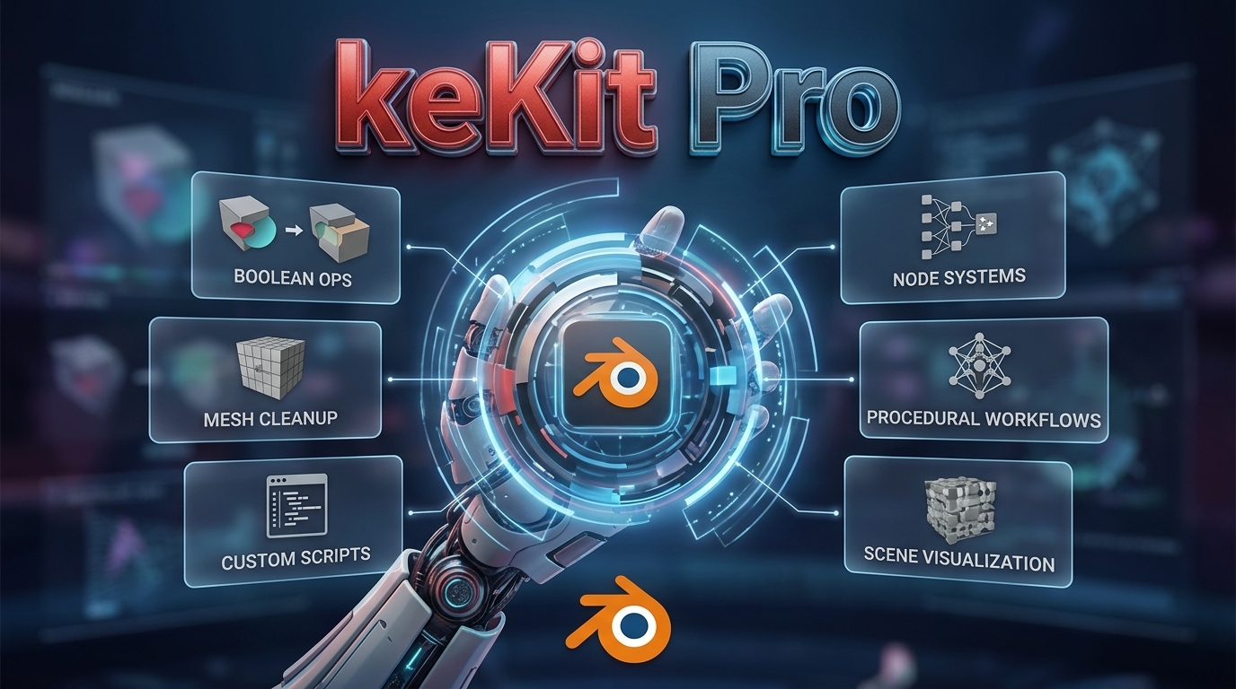 Blender插件 模块化三维建模脚本小功能工具 keKit pro v3.6.8 for Blender特色图 Blender插件 模块化三维建模脚本小功能工具 keKit pro v3.6.8 for Blender
