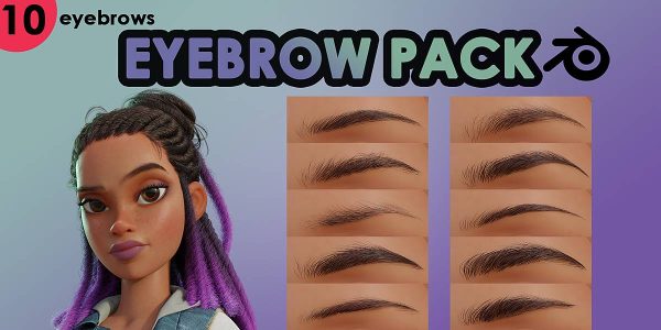 Blender插件 动画角色三维眉毛一键生成资产预设 Eyebrow Pack Updated Version特色图 Blender插件 动画角色三维眉毛一键生成资产预设 Eyebrow Pack Updated Version